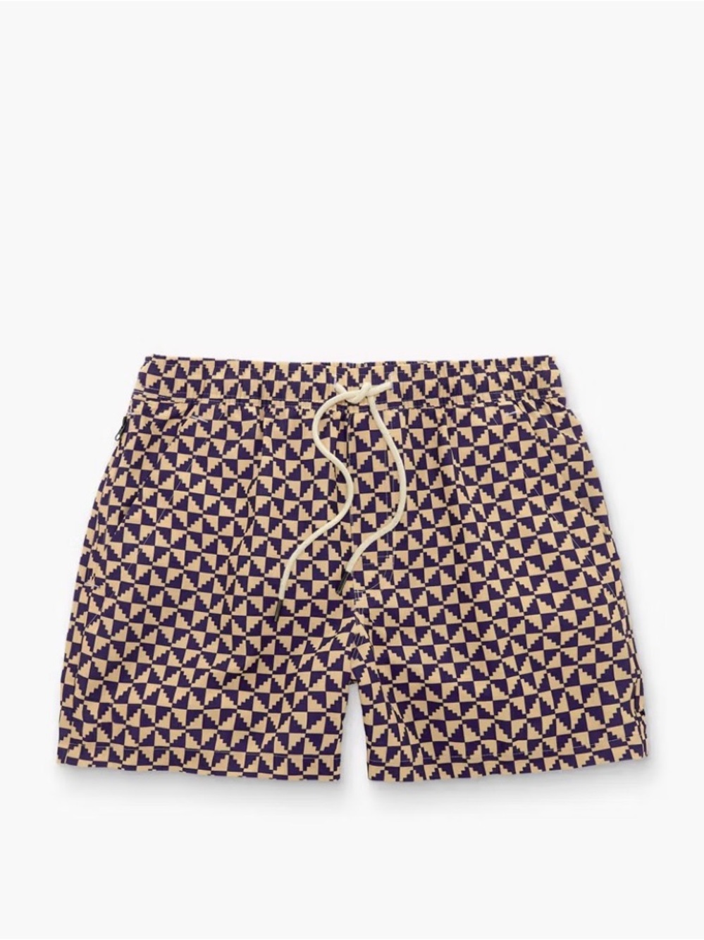 OAS Men's Navy and Cream Geometric Swim Trunks